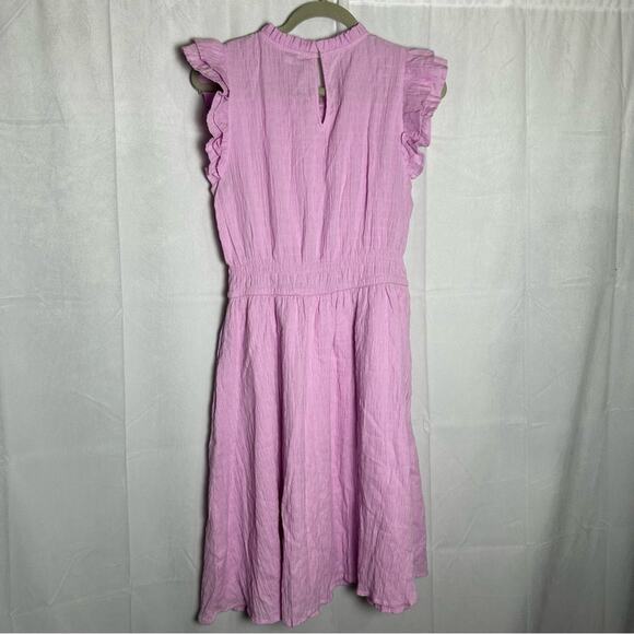 J.Crew Factory Light Purple Gauze Ruffle Flutter Sleeve Knee Length Dress Medium - Picture 2 of 7